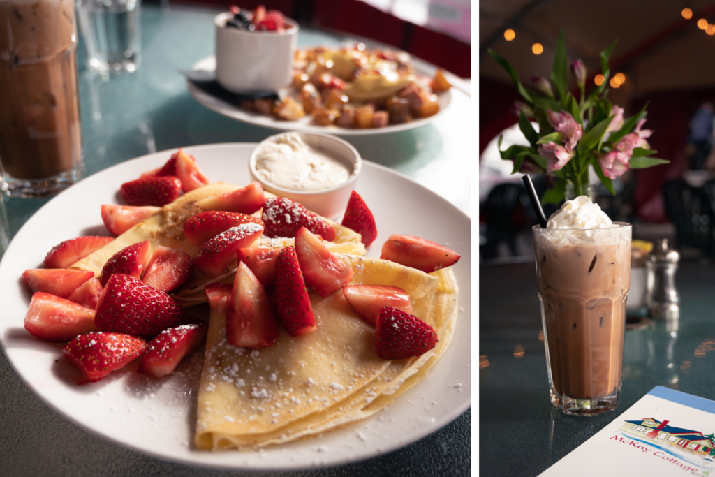 Strawberry Crepes and McKay Mocha at McKay Cottage Restaurant