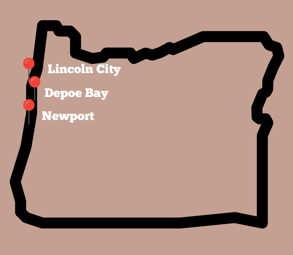 Oregon Coast road trip map Lincoln City to Newport