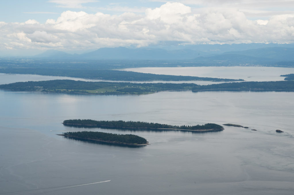 View of the San Juan Islands from Mt Constitution in Moran State Park